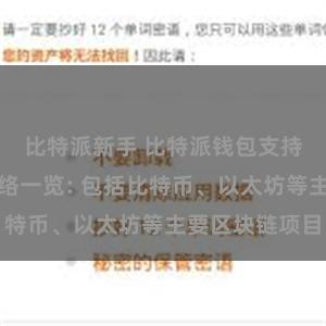 比特派新手 比特派钱包支持的区块链网络一览: 包括比特币、以太坊等主要区块链项目