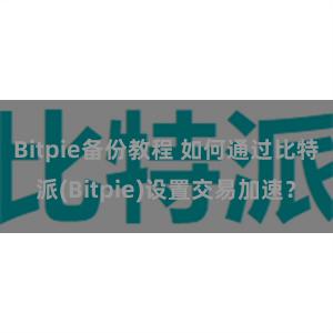 Bitpie备份教程 如何通过比特派(Bitpie)设置交易加速？